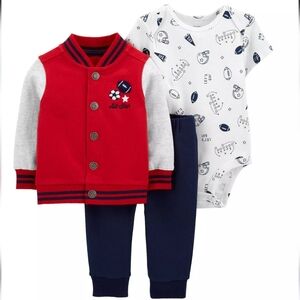Baby Boy Carter's Sports Bodysuit, Varsity Jacket & Pants Set